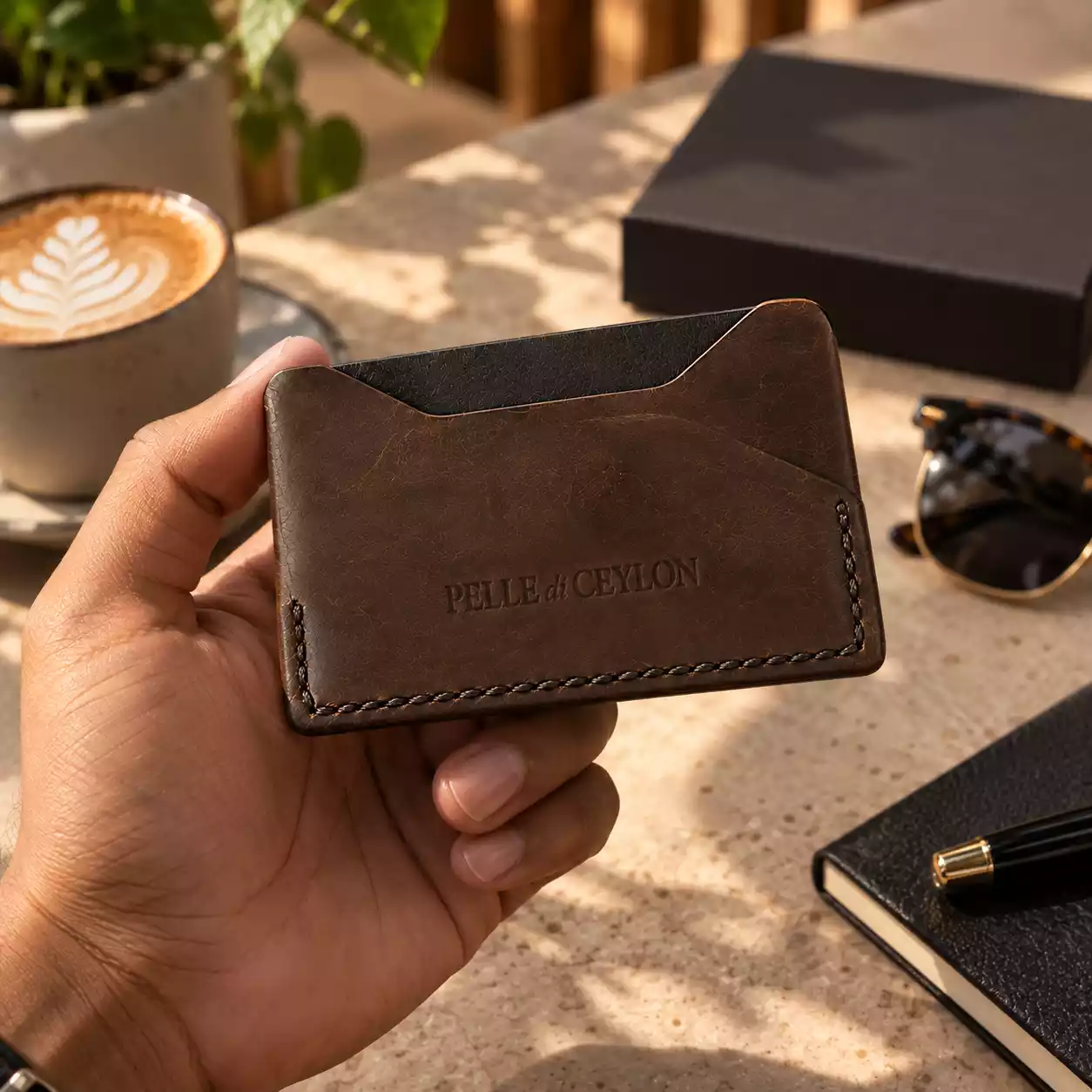 Horizontal Wraparound Card Wallet – Dark Coffee Brown 2