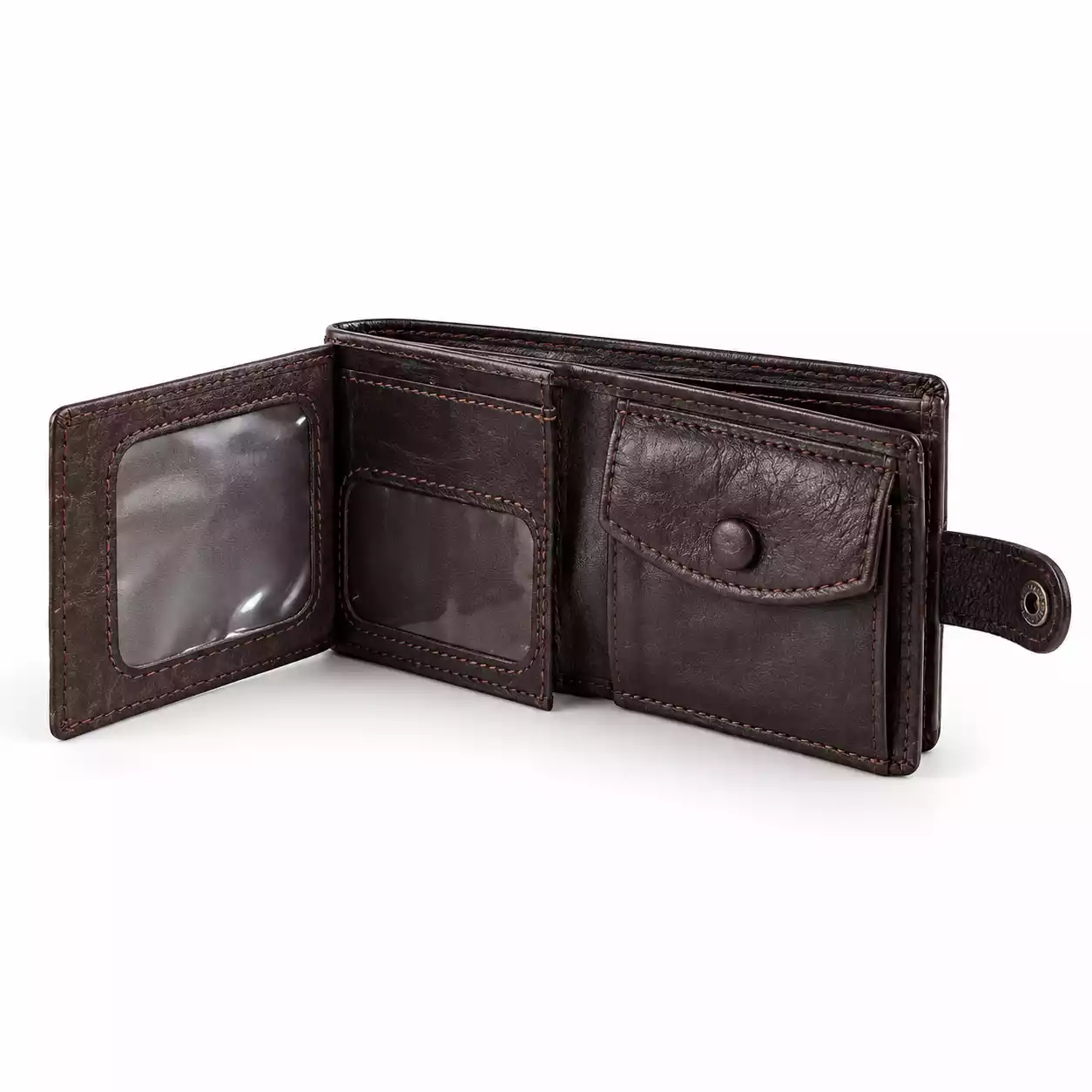 Trifold Wallet – Dark Coffee Brown Leather Wallet
