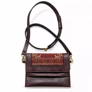 Crossbody Bag with Multi Pockets – Wine Red Leather