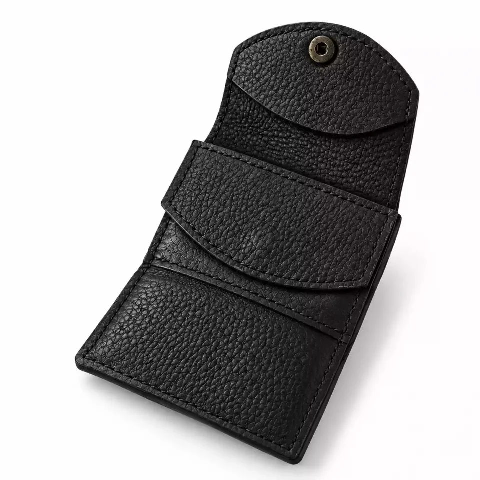 Roller Wallet – Black Leather Wallet Open