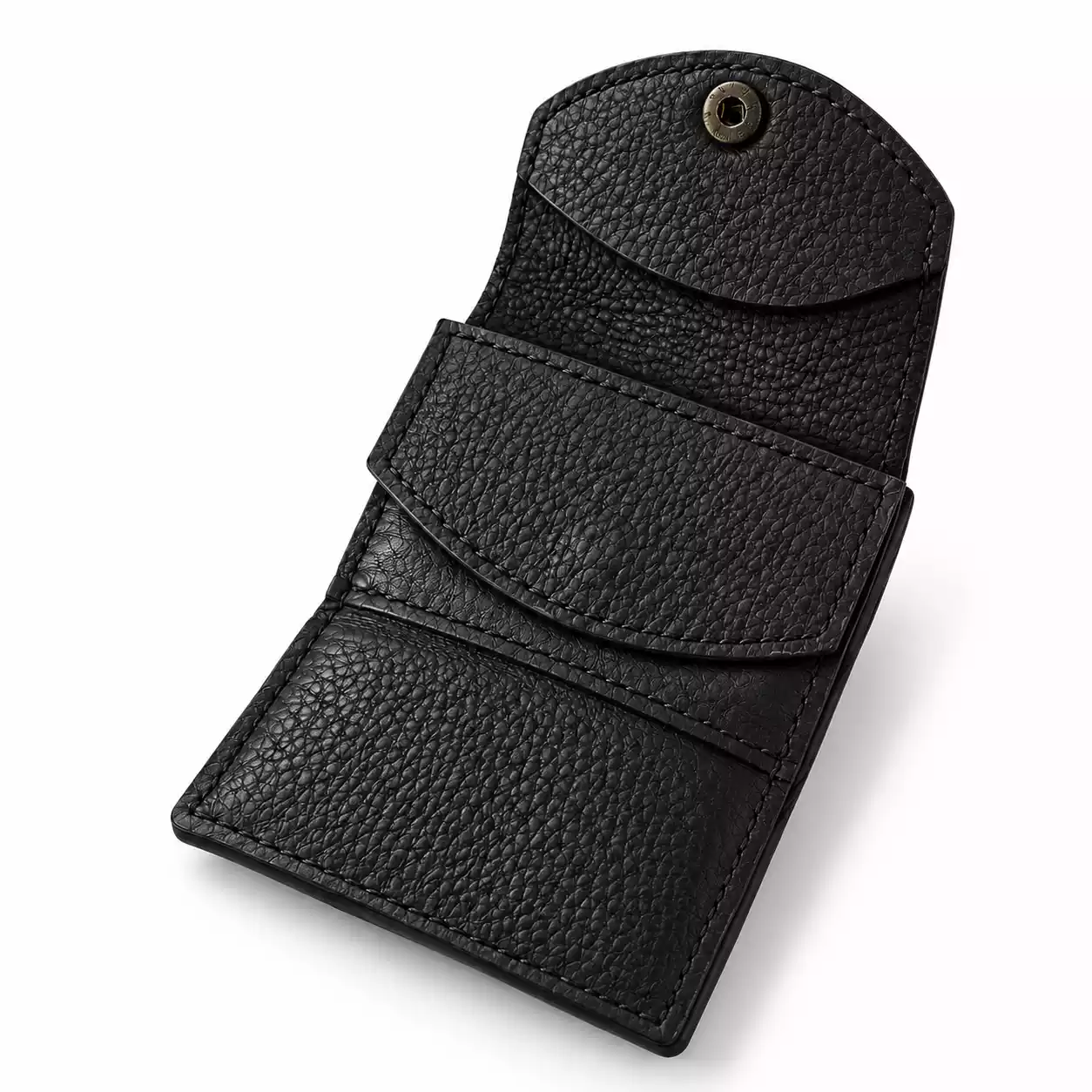 Roller Wallet – Black Leather Wallet Open