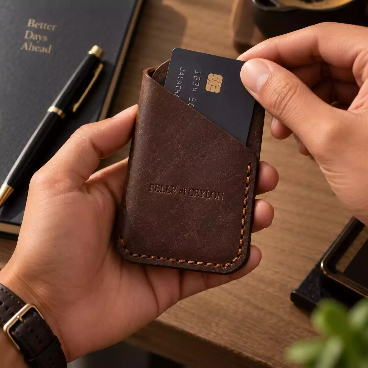 Wraparound Wallet – Dark Coffee Brown Leather Wallet