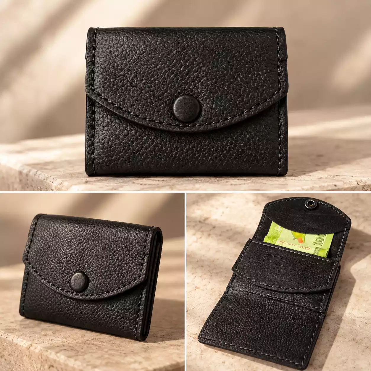 Roller Wallet – Black Leather Wallet Placeholder 1