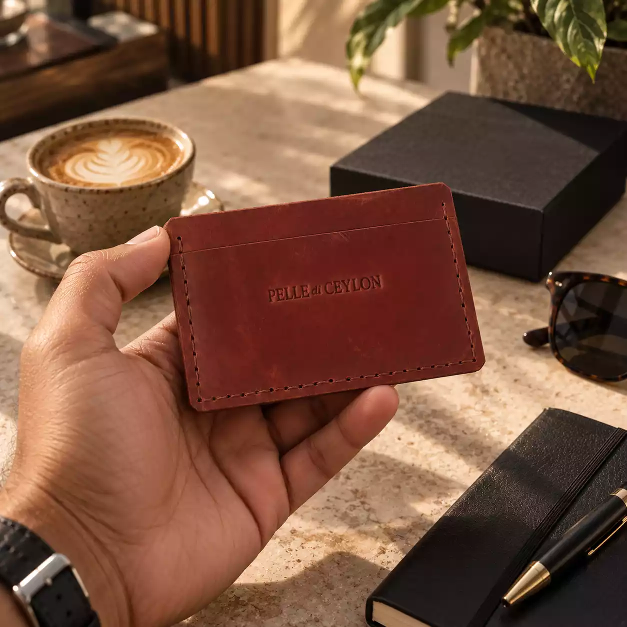 The Minimal Card Holder – Red Italian Leather Card Holder 3