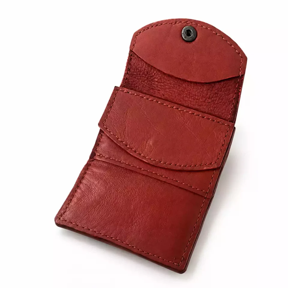 The Roller Wallet – Red Italian Leather Wallet Open