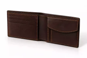 The Classic Bifold – Dark Coffee Brown Leather Wallet Open