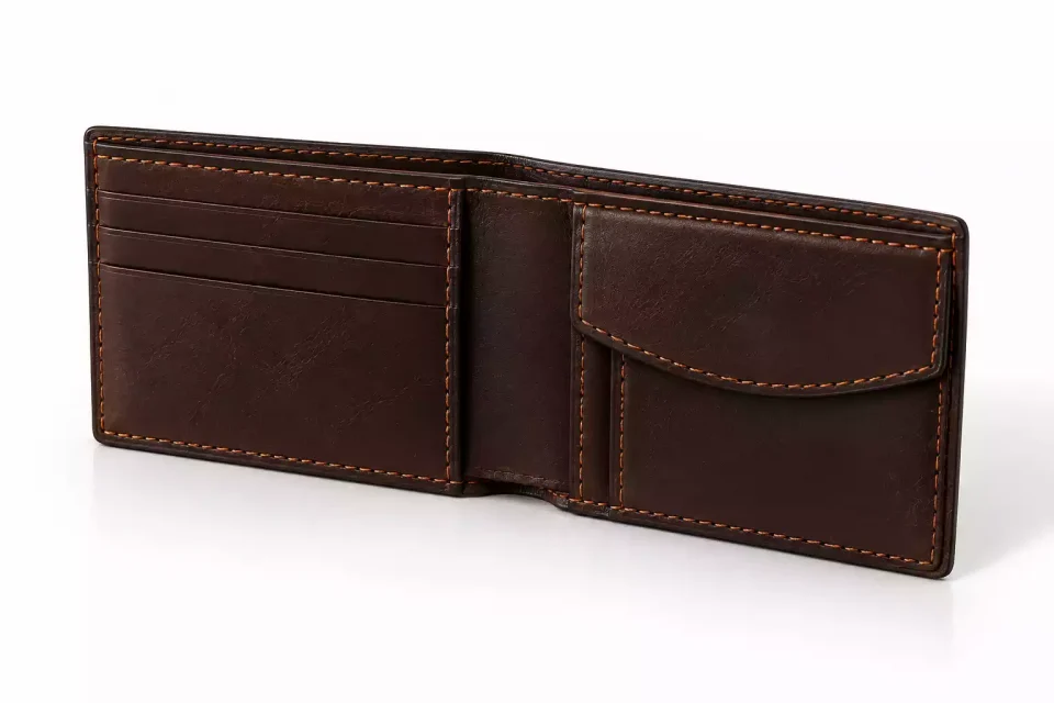 The Classic Bifold – Dark Coffee Brown Leather Wallet Open