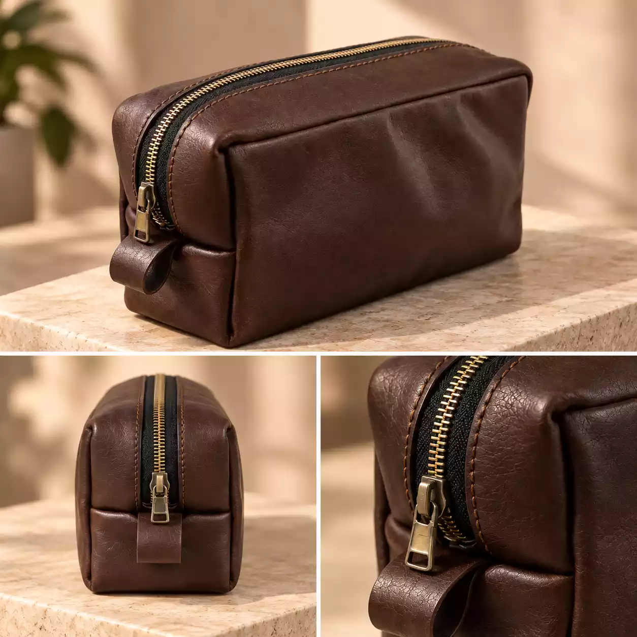 Boxy Pouch – Dark Coffee Brown Leather Pouch Placeholder 2