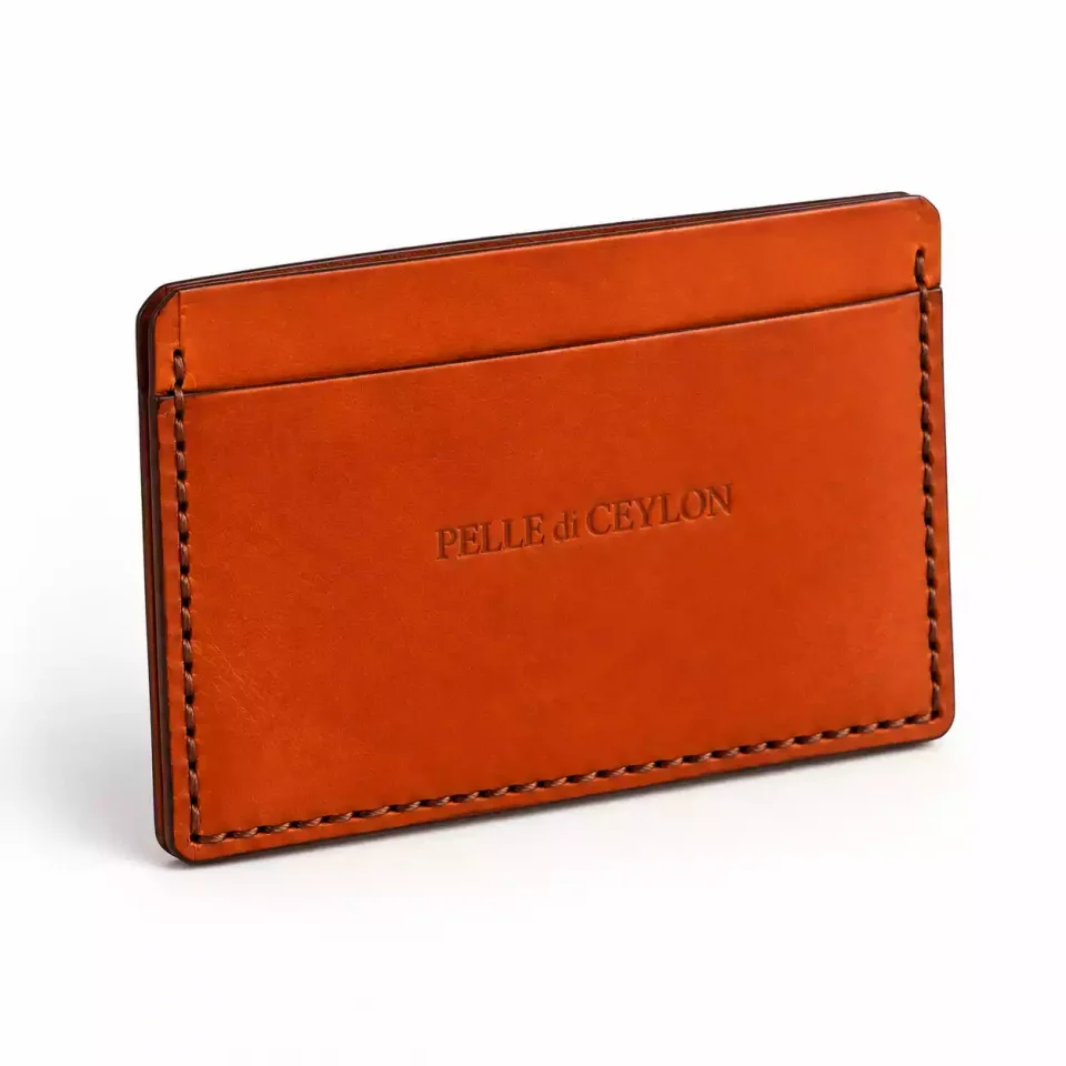 The Minimal Card Holder – Orange Italian Leather Card Holder