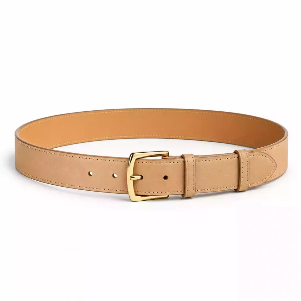 Classic Leather Belt – Natural Beige Vegetable-Tanned Leather