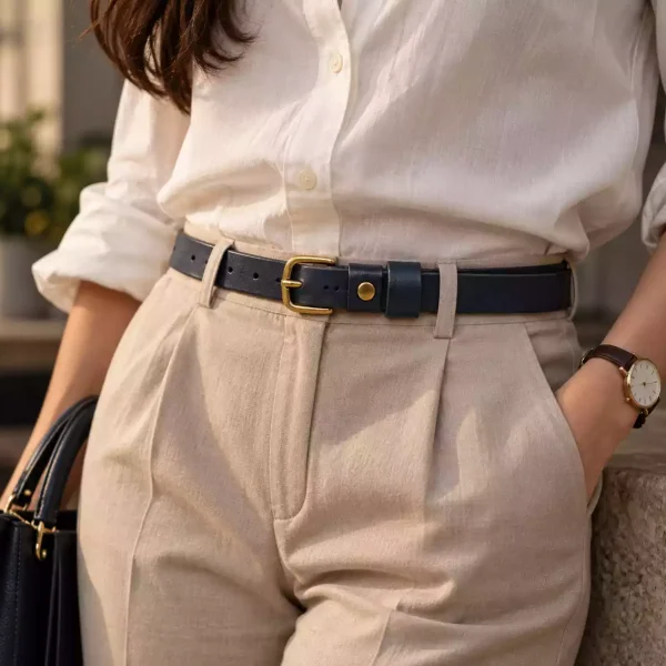 Women’s Premium Leather Belt – Blue Italian Leather Belt2