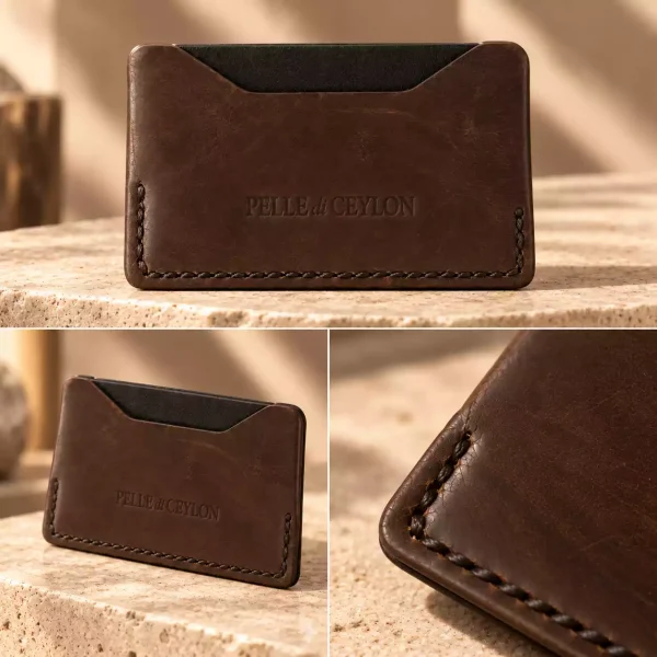 Horizontal Wraparound Card Wallet – Dark Coffee Brown 1